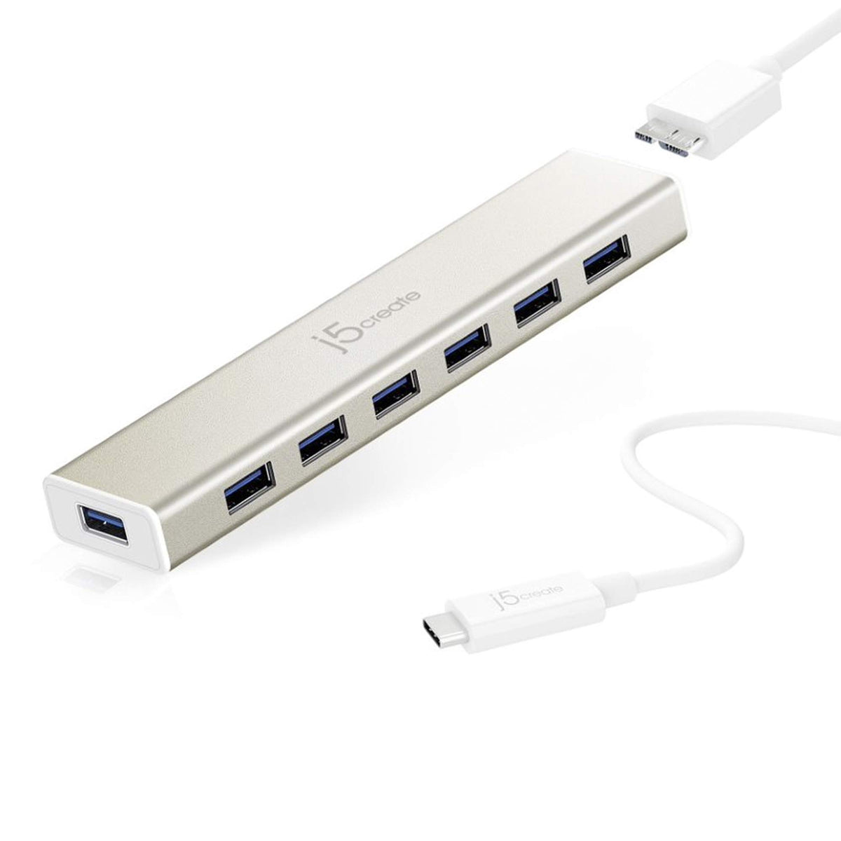 j5create USB Type-C to 7-Port USB 3.0 Data Hub with 3 ft Extended Cable