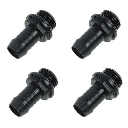 Alphacool HF G1/4" to 10mm ID Fatboy Barb Fitting for Soft Tubing, Deep Black, 4-Pack