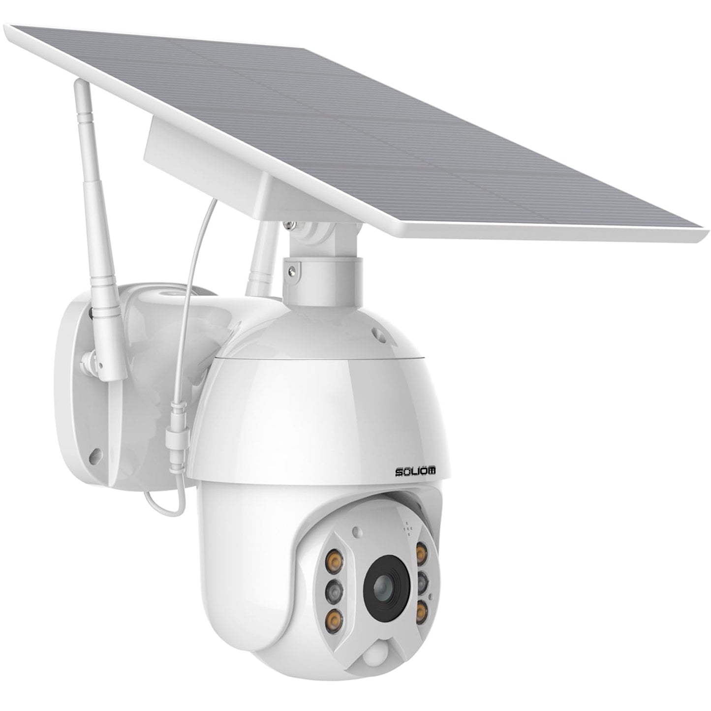SOLIOM Solar Powered Security Camera Outdoor Wireless, 360 Pan Tilt WiFi Camera with Color Night Vision, PIR Human Detection, 2-Way Talk, Cloud
