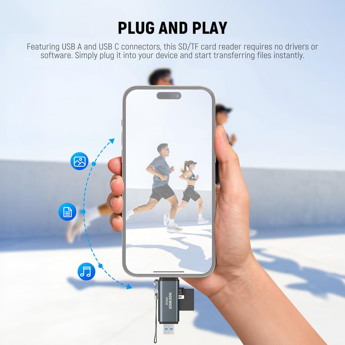 NEEWER TF & SD Card Reader USB C USB A, Type C to Micro SD Adapter, Dual Slot High Speed USB3.1 Gen1 Memory Card Reader for MicroSD, SDHC, SDXC Cards
