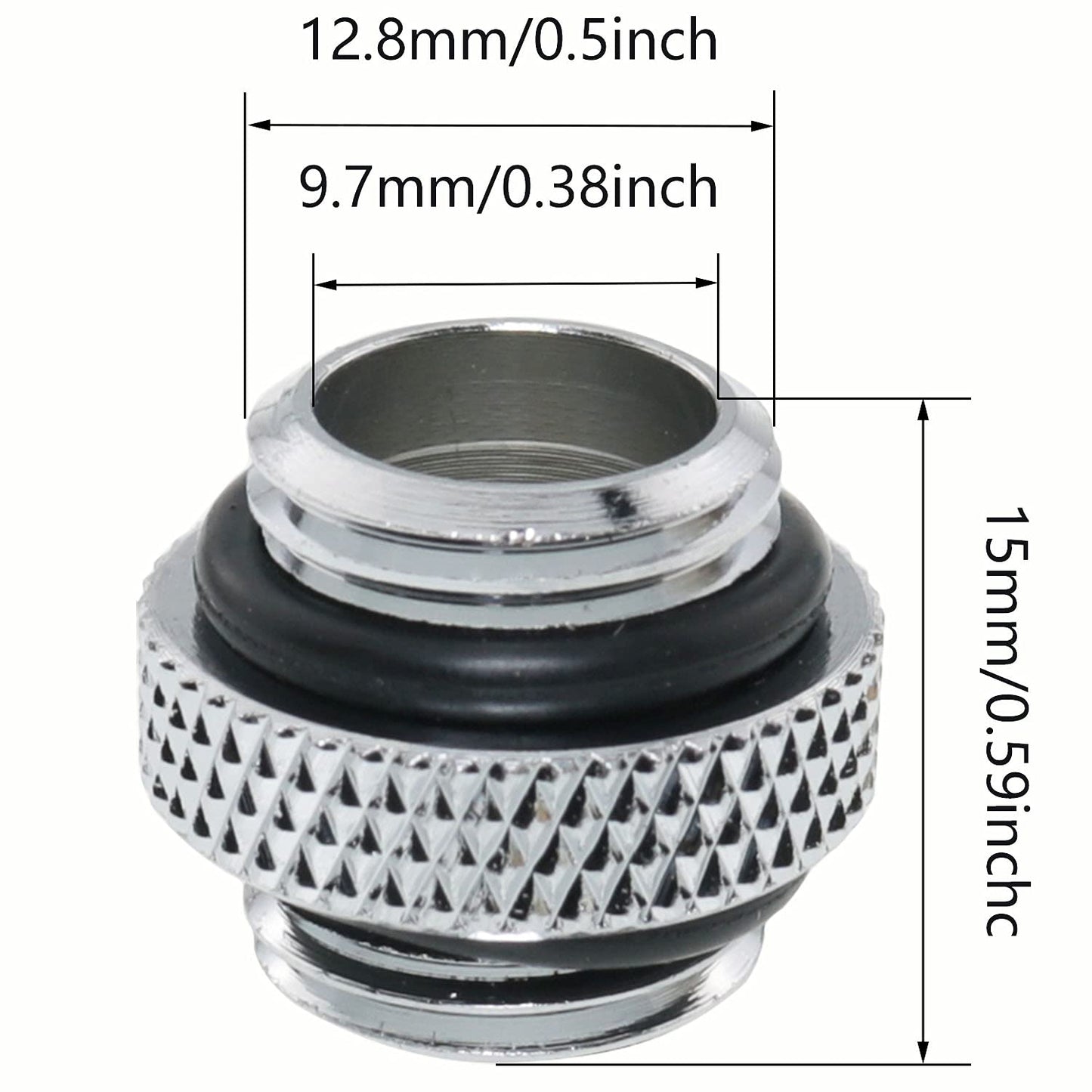 CZQC PC Water Cooling Adapter 2PCS Silver G1/4 6mm Male to Male Extender Connector Joiner Fitting with Sealed O-Ring for Computer Water Cooling