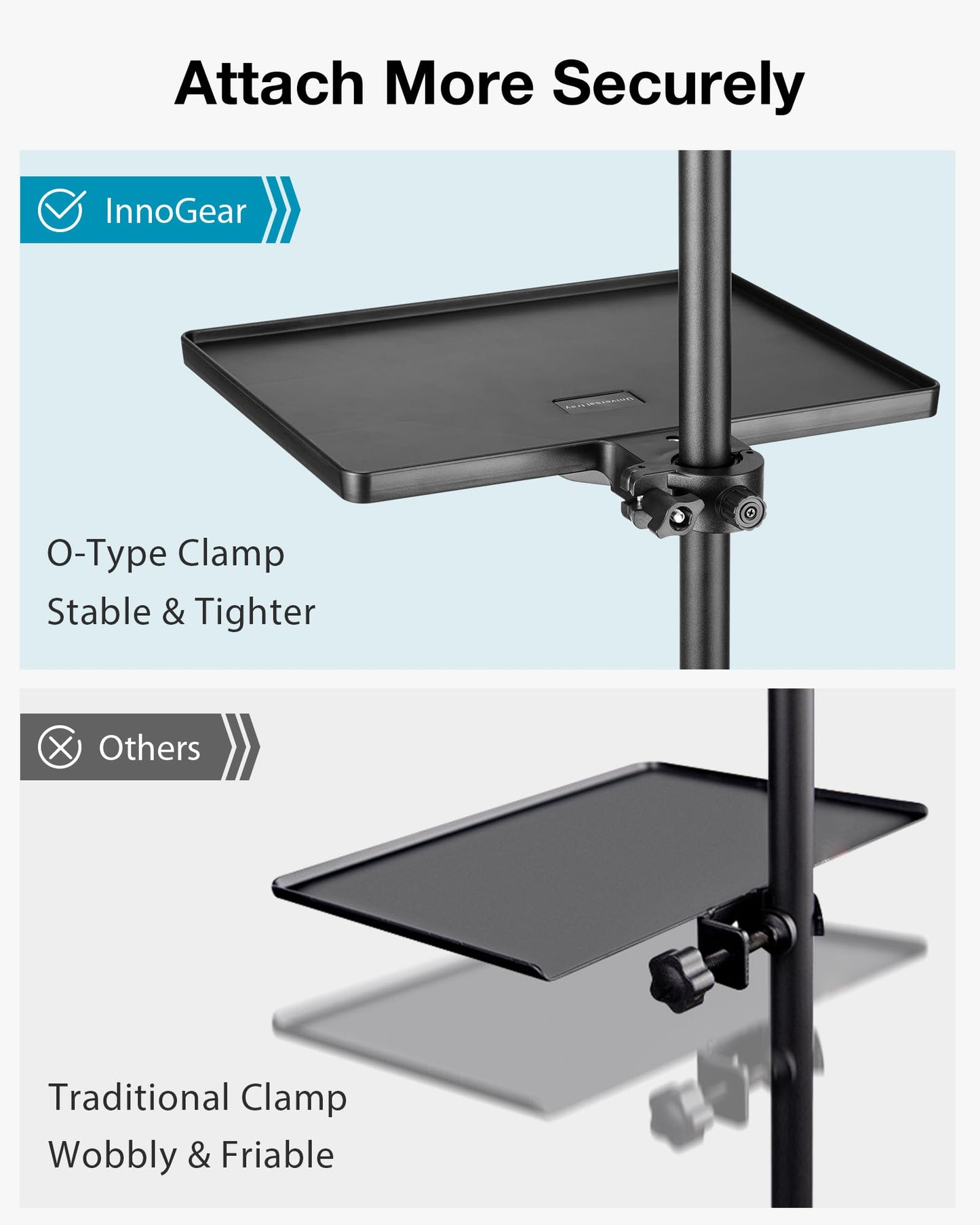 InnoGear Microphone Stand Tray, Mic Stand Tray with Phone Holder Adjustable Clamp On 10.6" × 8.1" Shelf for Boom Stand Tripod Music Stand Accessories