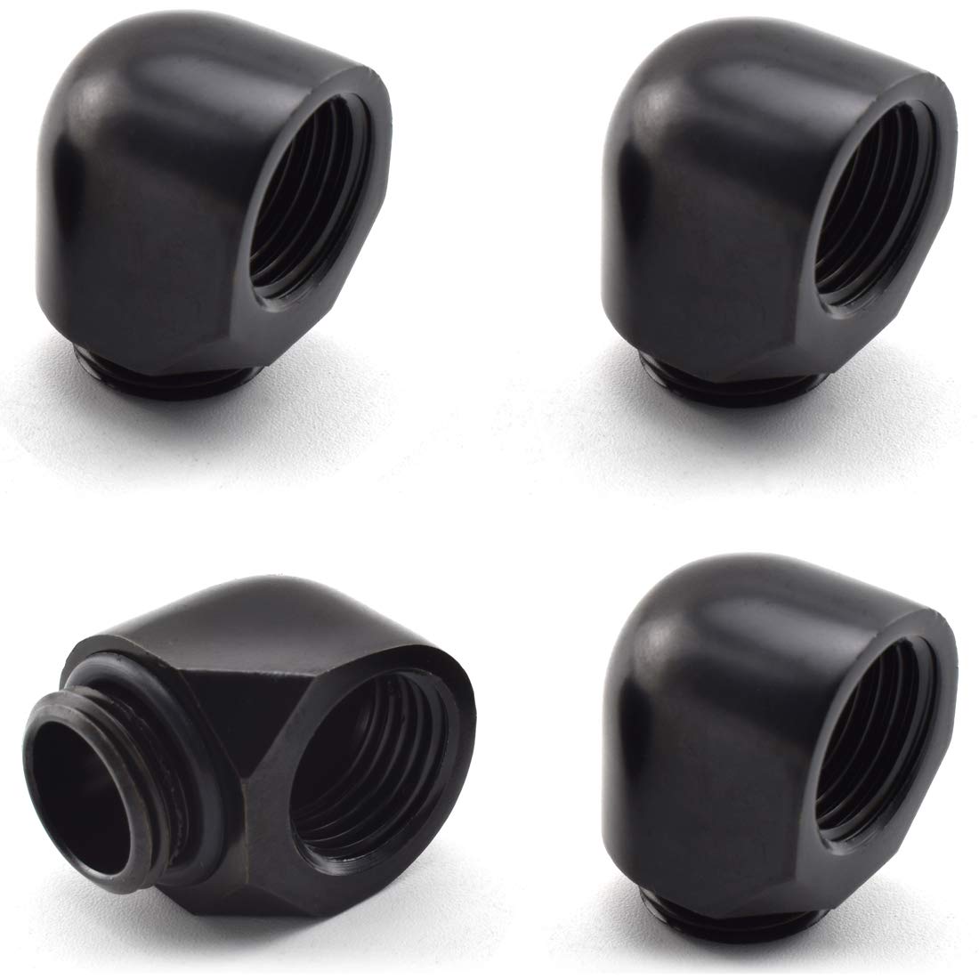 SDTC Tech 4-Pack G1/4" Male to Female Extender Connector 90° Angle Elbow Fitting for PC Water Cooling System