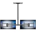 VIVO Side-by-Side Dual TV Ceiling Mount for 34 to 60 inch Screens, Heavy Duty Full Swivel Menu Board for TVs up to 88 lbs Each, 5.5ft Extension Pole