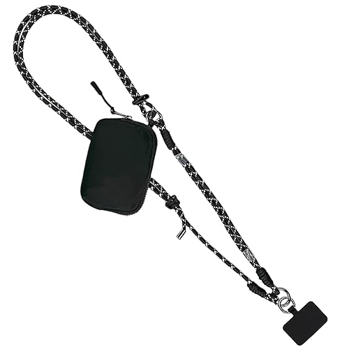 Save the Girls Active Twin Rope Clip and Go Phone Strap (Black) - Cell Phone Lanyard for Life on the Move - Crossbody Phone Strap Chain with Zipper
