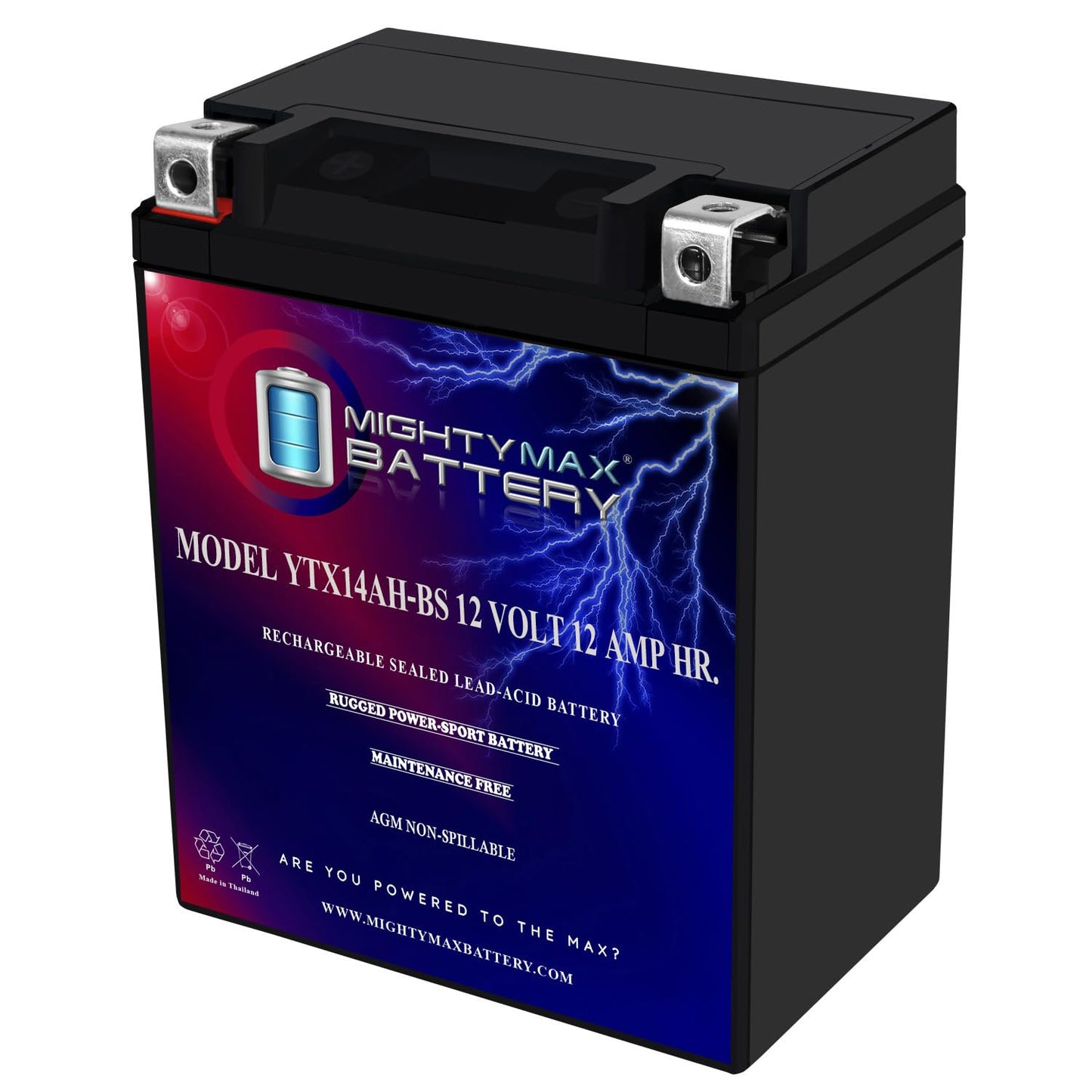 Mighty Max Battery YTX14AH 12V 12AH Battery for Polaris 500 Sportsman HO '96-'13