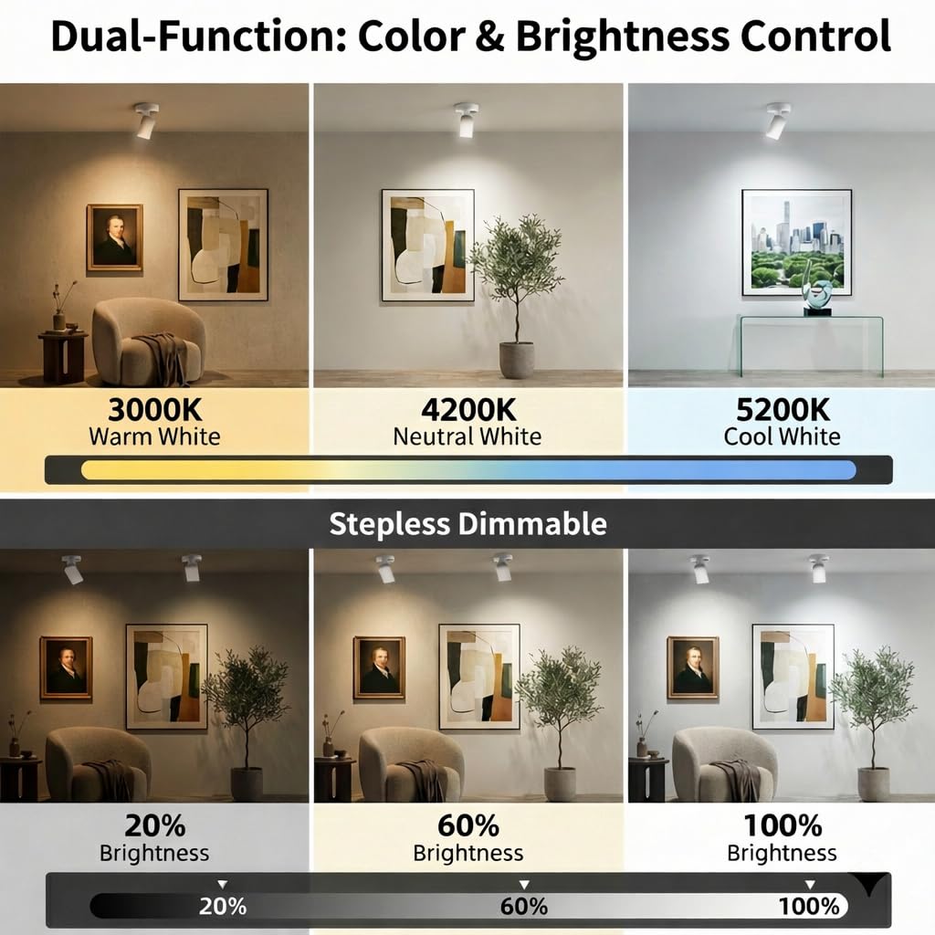 Lsoppn Magnetic Rechargeable Picture Light 2 Pack, Wireless Art Spotlight with Remote & Touch Control, 3 Color Temps Dimmable Wall Light, 2000mAh