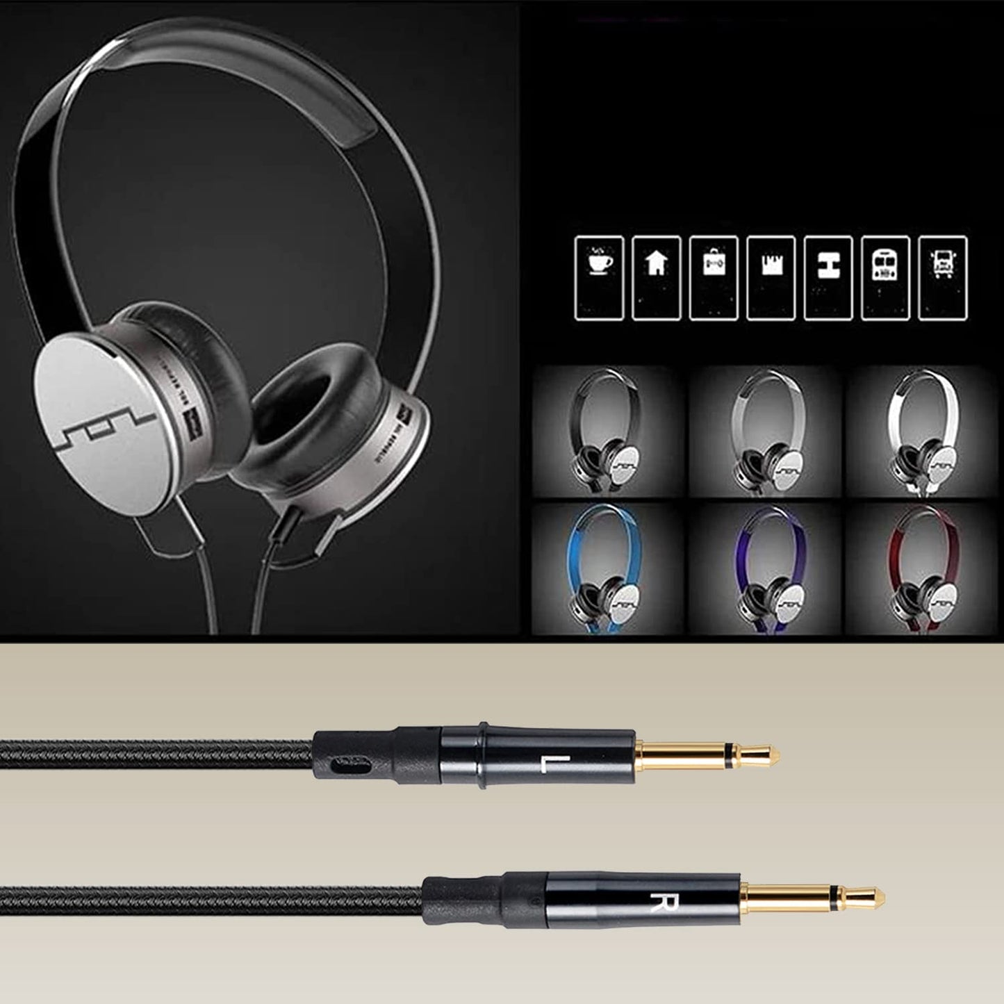 FAAEAL Audio Replacement Cable,Compatible for Sol Republic Master Tracks HD V8,V10,V12,Sol Republic X3,Hifiman HE400S,HE-400I,HE-400i…