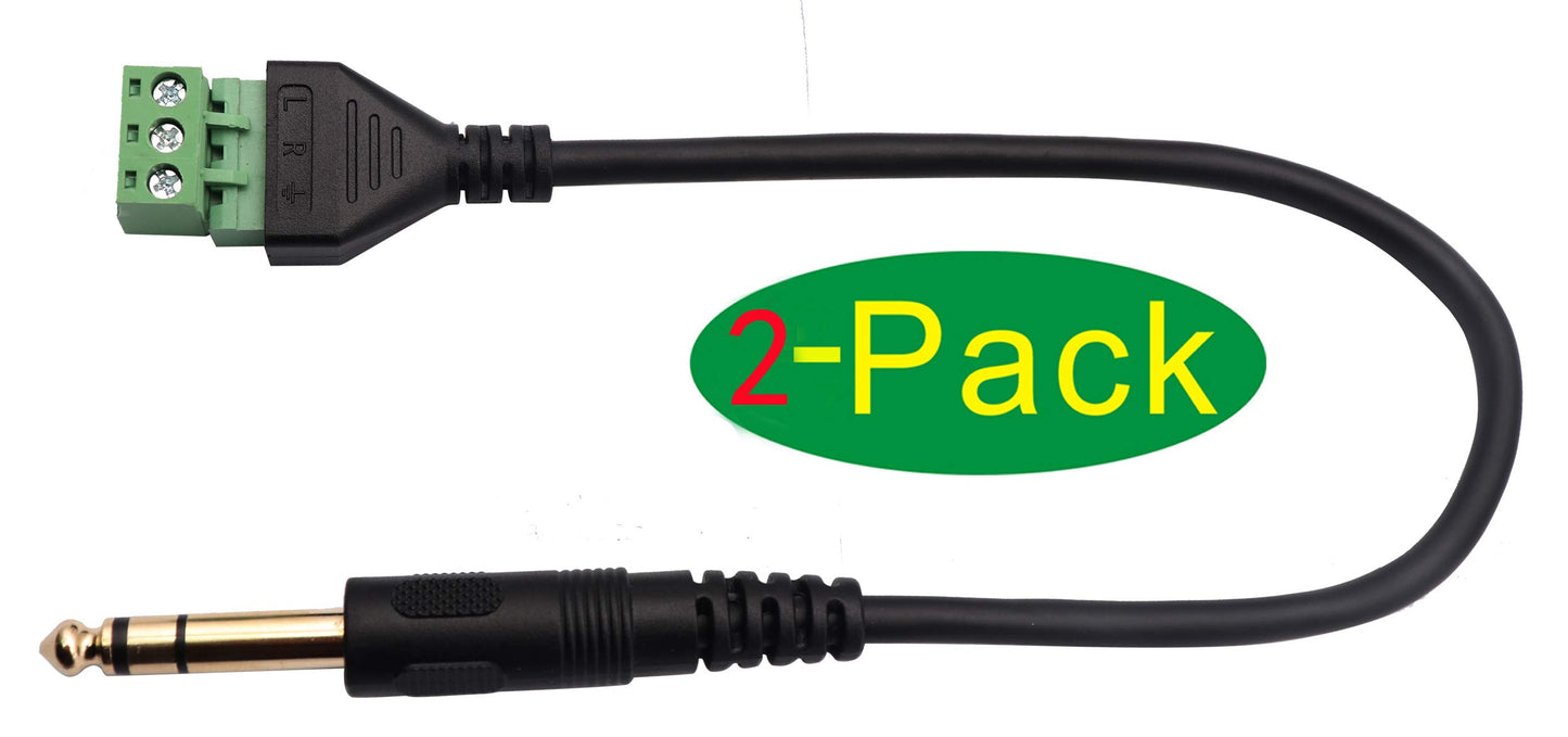 zdyCGTime 6.35mm Screw Terminal Block Connector Cable 6.35mm ?1/4 Inch? Stereo Audio Male to 2 Pin/Way Female Bolt Screw Shield terminals Pluggable
