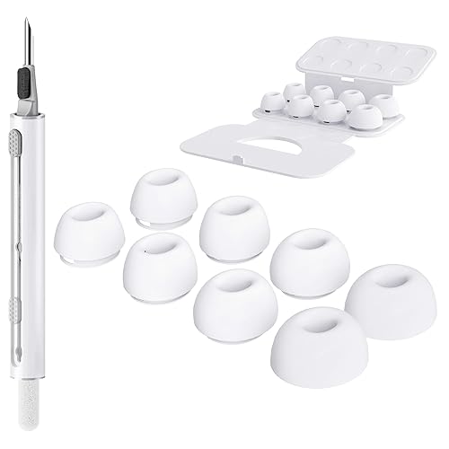 Seltureone 4 Pairs Replacement Ear Tips for Airpods Pro 1st/2nd with Noise Reduction Hole & Cleaning Kit, Non-Slip Soft Silicone Airpods Pro