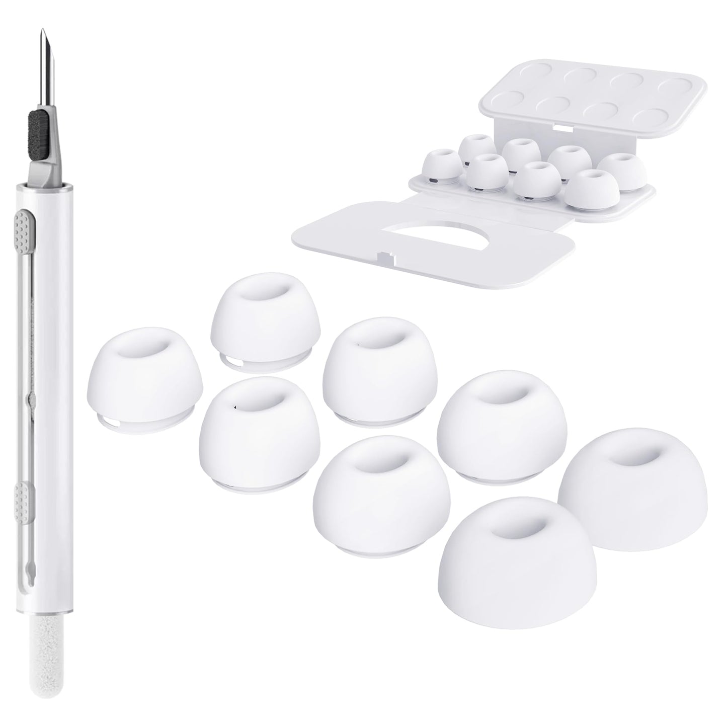 Seltureone 4 Pairs Replacement Ear Tips for Airpods Pro 1st/2nd with Noise Reduction Hole & Cleaning Kit, Non-Slip Soft Silicone Airpods Pro