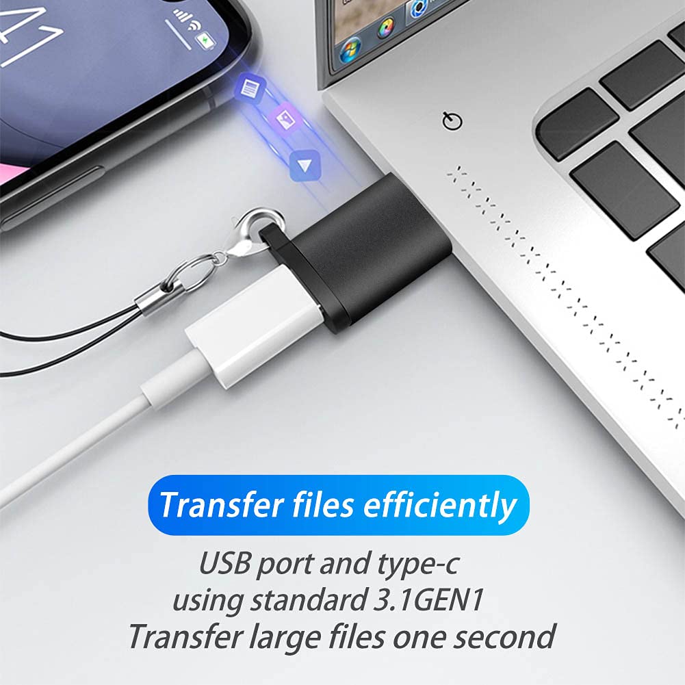 Seminer USB C Female to USB A Male Adapter (2 Pack) with Lanyard, USB Type-C to USB A 3.0 Adapter Converter Compatible with MacBook Pro, Samsung…