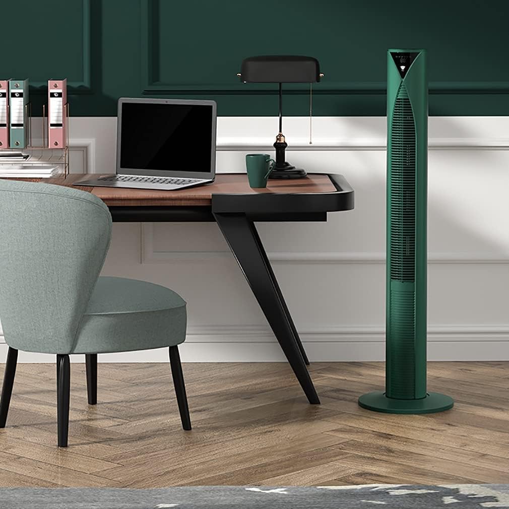 YWangQiang Standing Fan Green Tower Fan, 12H Timer, Bladeless Standing Fan with Remote, Built-in LED Display Standing Fan for Home and Office, 330 *