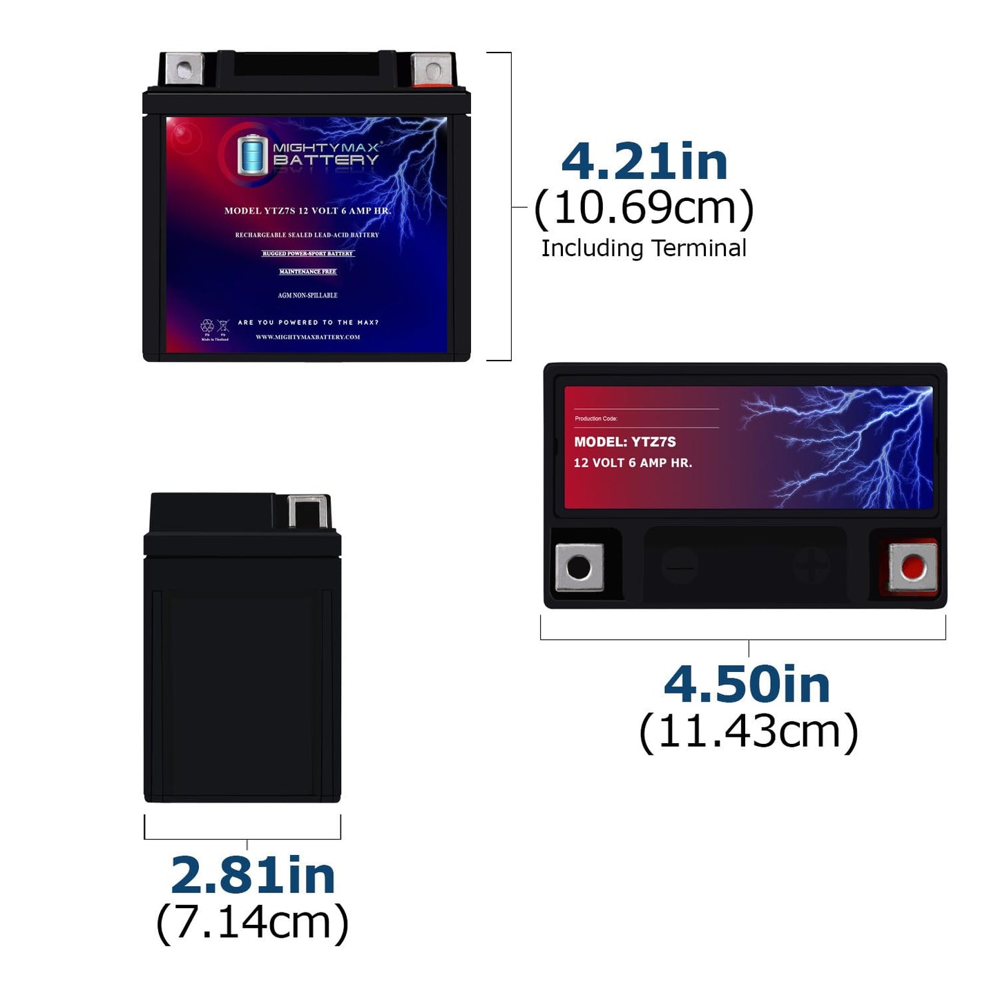 Mighty Max Battery YTZ7S - 12 Volt 6 AH, 130 CCA, Rechargeable Maintenance Free SLA AGM Motorcycle Battery