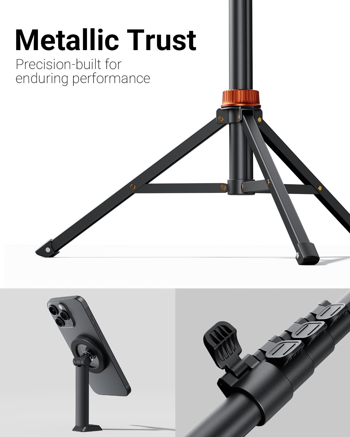 VIMOSE Phone Tripod, Tripod for iPhone with Remote & Strong Magnetic Holder for Magsafe, Stable Cell Phone Tripod for Video Recording, Essential