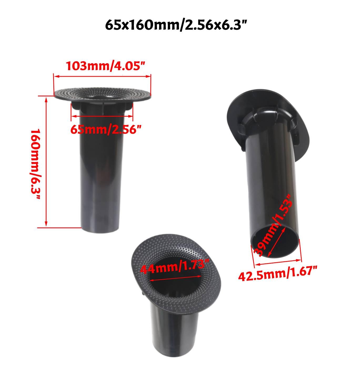 2Pcs Speaker Port Tube, 65mm x 160mm ABS Speaker Cabinet Port Tube Subwoofer Bass Reflex Tube