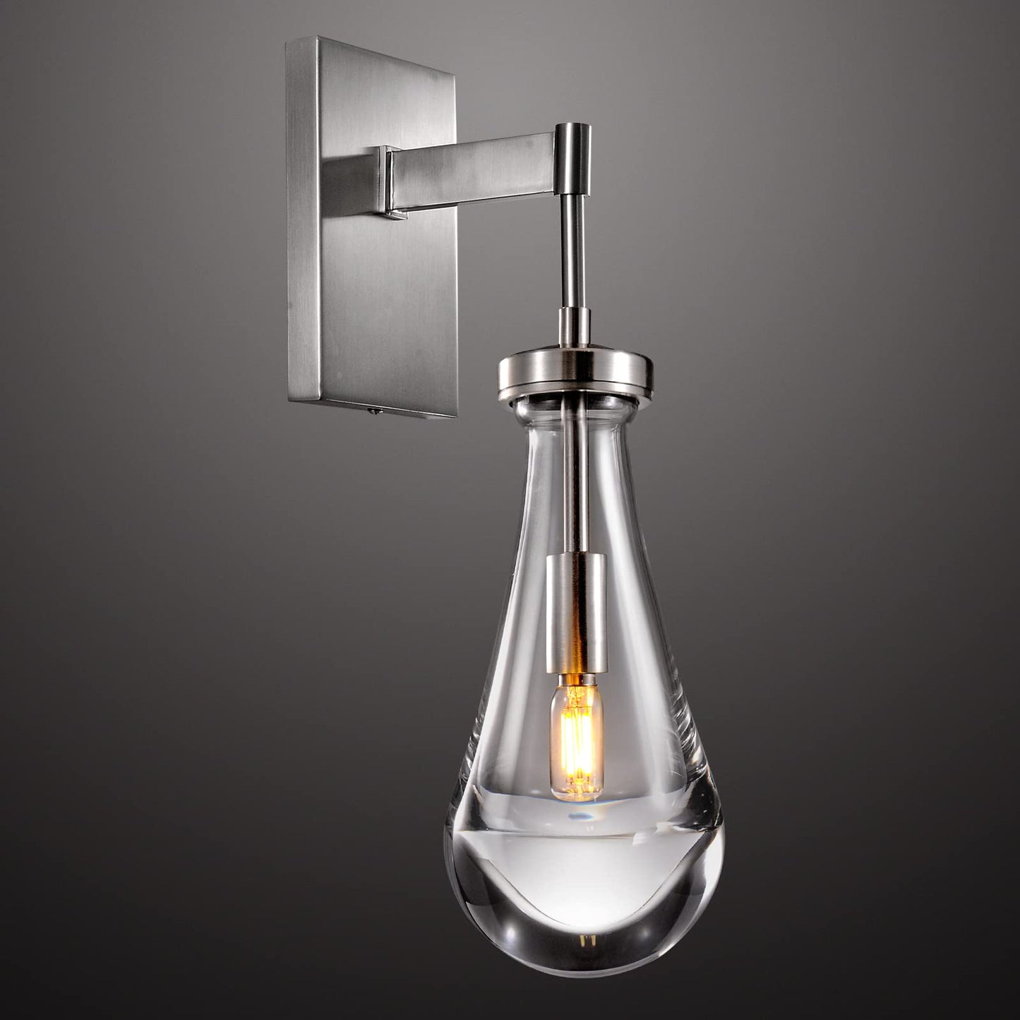 Joyunleo Nickel Wall Sconces, Modern Raindrop Light Fixtures for Bedroom, Lighting Bedside Wall Mounted Lamp, Wall Lighting for Bathroom, Living Room