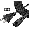6 Feet Figure 8 Non-Polarized (NEMA 1-15P to C7) 2 Prong Power Cord, Compatible with Printers, Smart LEDs, TVs, Play-Stations, Notebook and Laptop