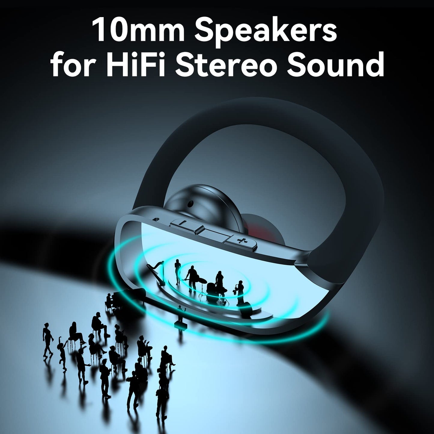 bmani Ear Buds Wireless Earbuds Bluetooth Headphones with 80H Playtime LED Display Case, Over-Ear Hook with Mic, Stereo Sound, Easy Button Controls