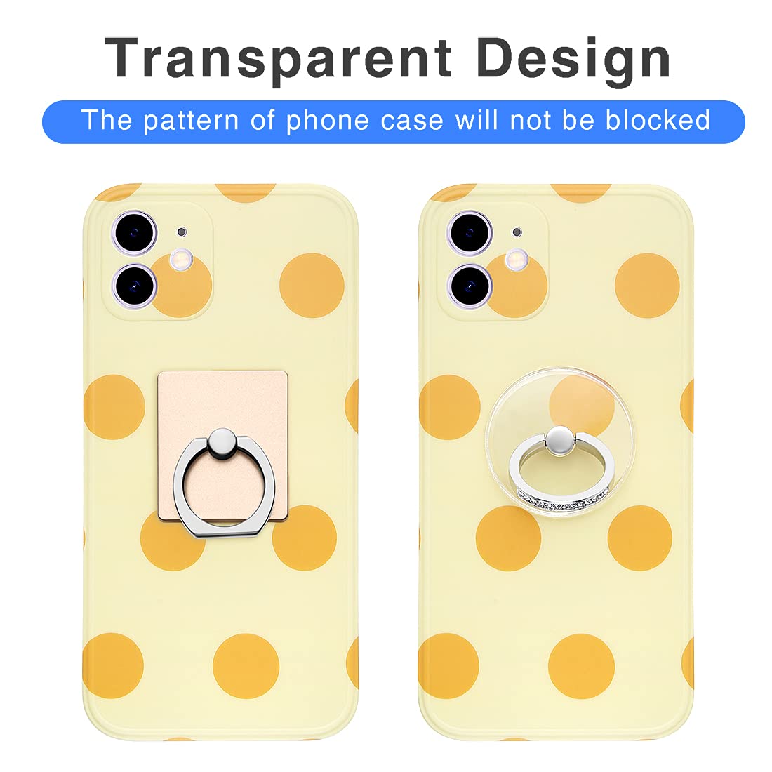 Exoer Transparent Cell Phone Ring Stand Holder Phone Ring Holder Finger Grip Loop Finger Ring Stand (4 Silver (Round))
