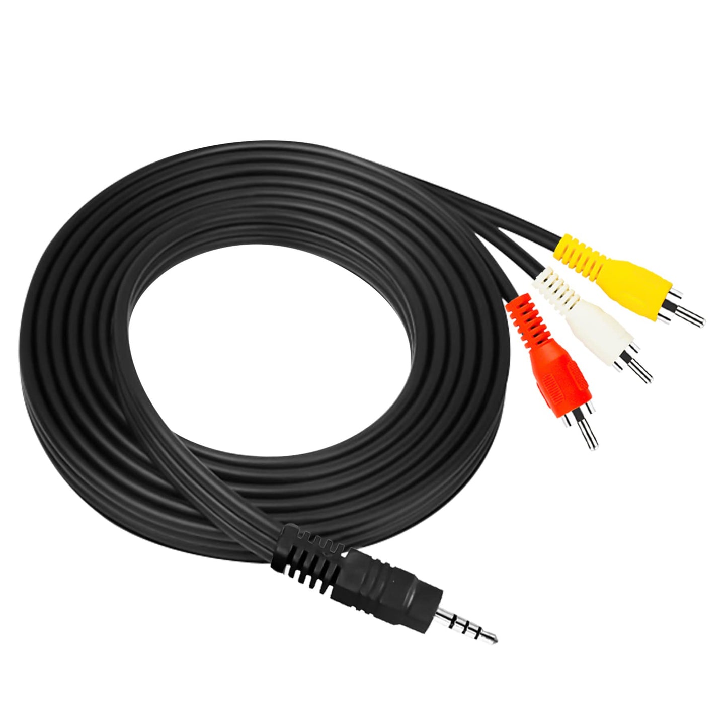 Yeebline 3.5 mm to RCA Camcorder AV Cable, 2-Pack 5ft 3.5mm Male to 3RCA Male Plug Stereo Audio Video Aux Adapter Cord for TV, Tablets, Smartphones