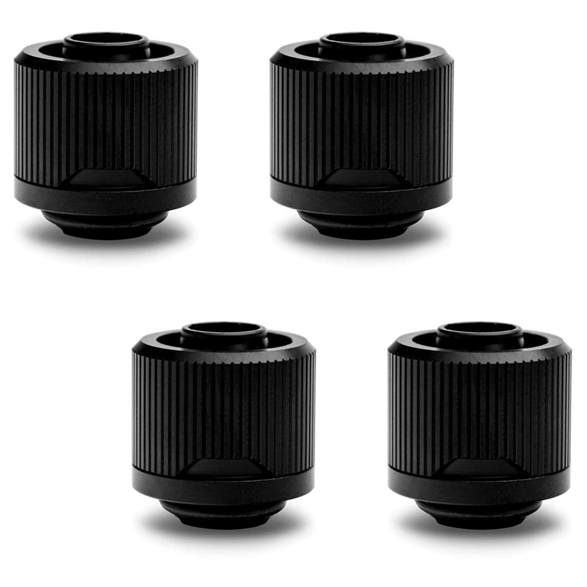 EKWB EK-Quantum Torque STC-10/16 Compression Fitting for Soft Tubing, 10/16mm (3/8" ID, 5/8" OD), Black, 4-Pack