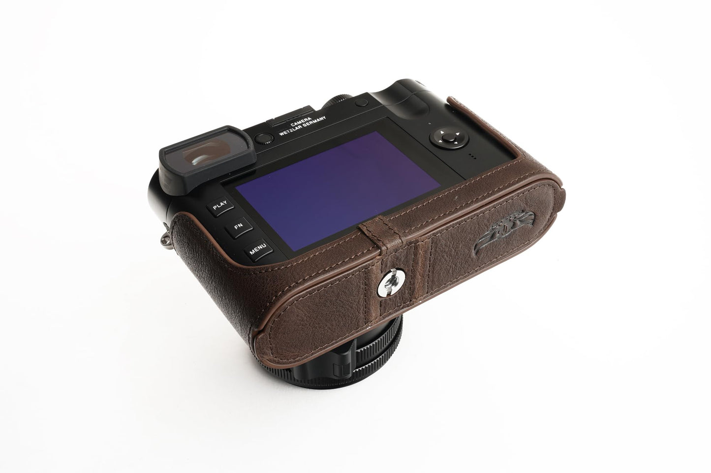 Handmade Genuine Real Leather Half Camera Case Bag Cover for Leica Q2 Coffee Color