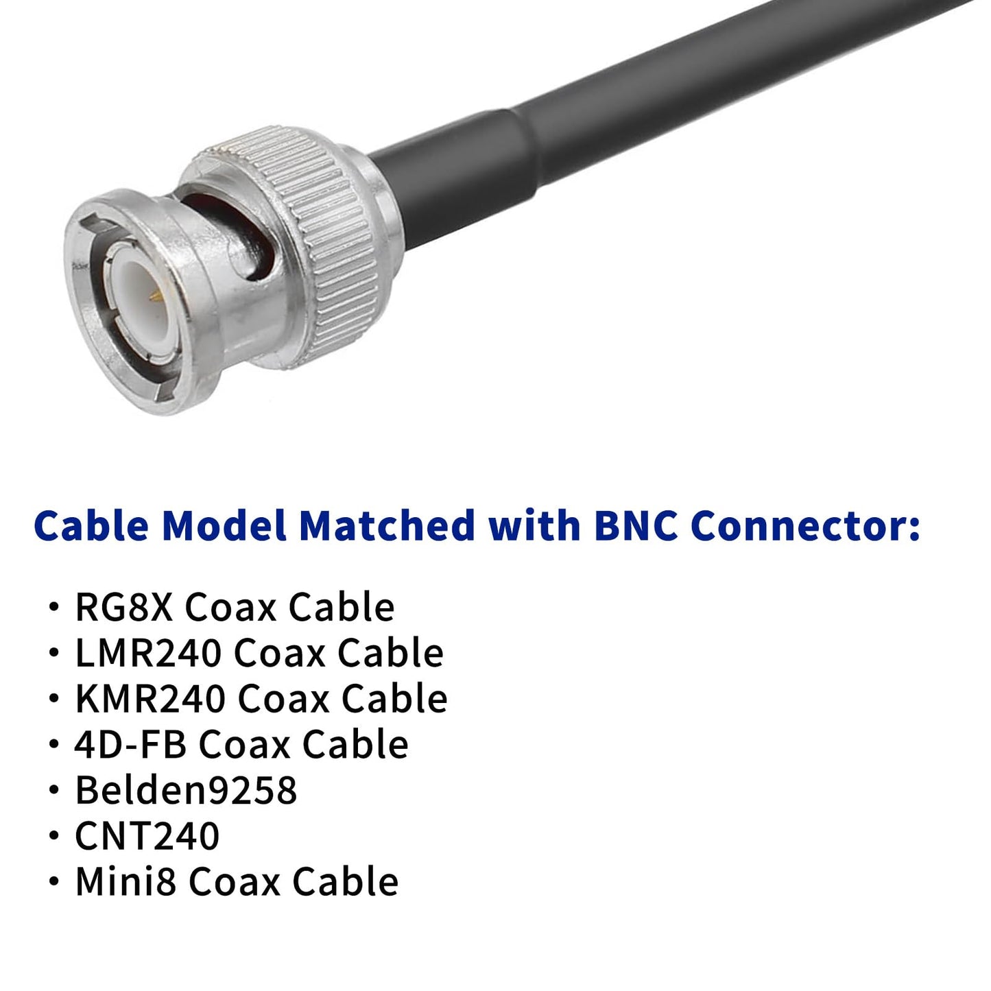 eifagur BNC Male Q9 Plug Crimp for RG8X RG-8X Mini-RG8 LMR240 50 Ohm Coax Cable Straight RF Coaxial Adapter Connector ?Pack of 10?