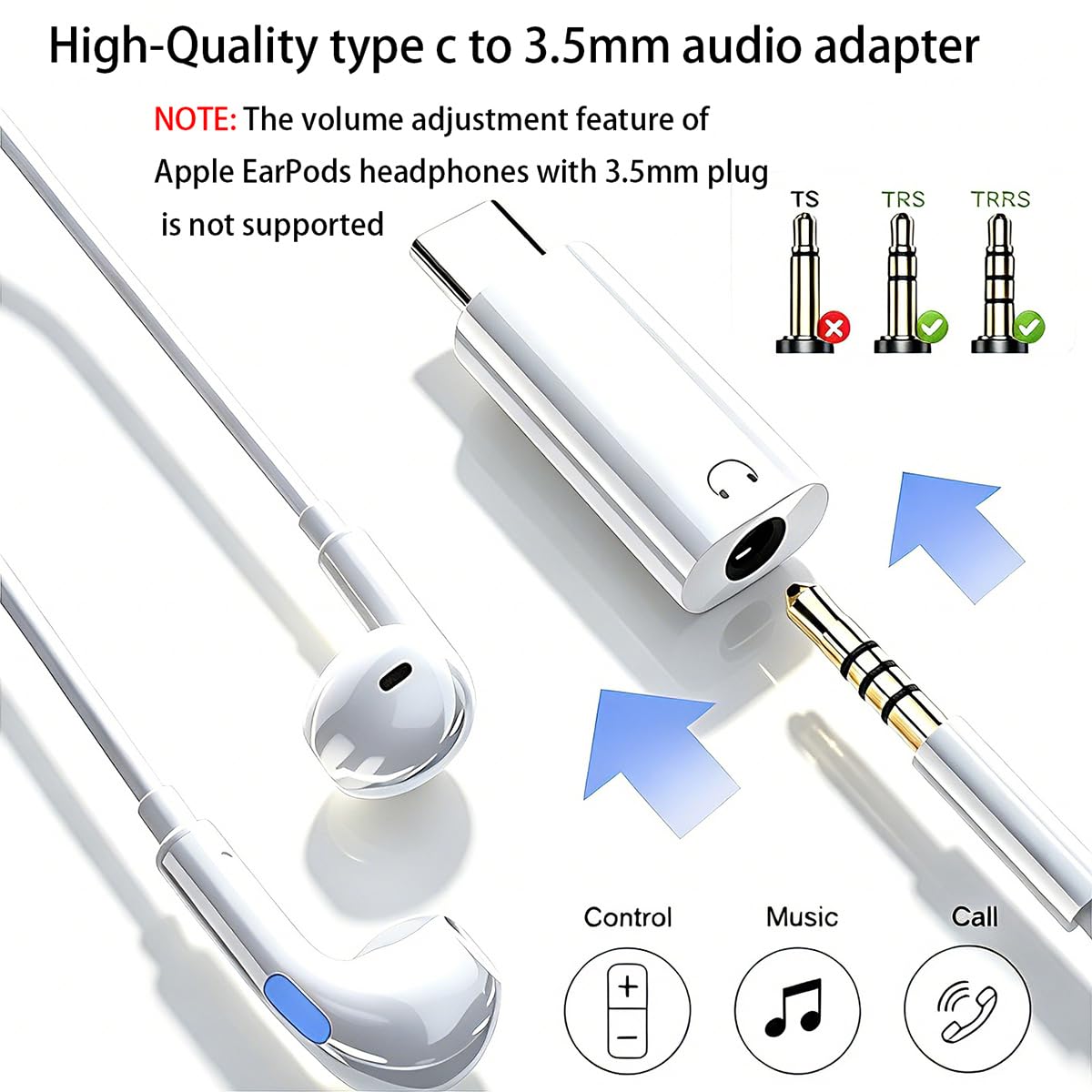 USB C to 3.5mm Headphone Jack Adapter, Audio to USB c Adapter,Type C to Aux Audio Dongle Compatible with iPhone 16 Pro Max 15 Pro Max, Samsung Galaxy