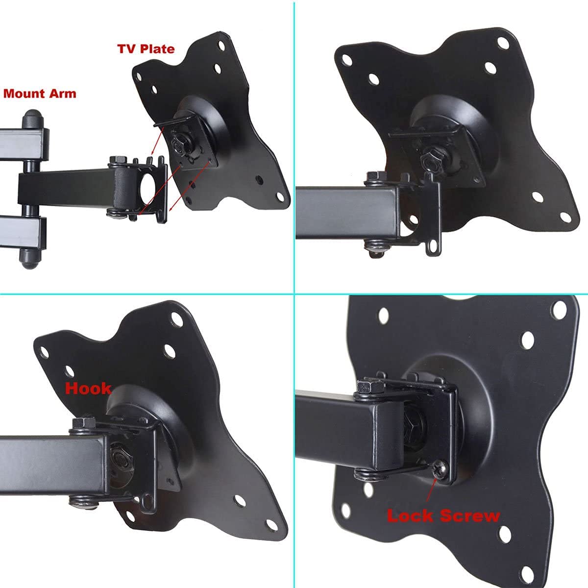 VideoSecu Articulating Tilt LCD Monitor TV Wall Mount Bracket for Most 15-31" TV Monitor Display ML12B BWY