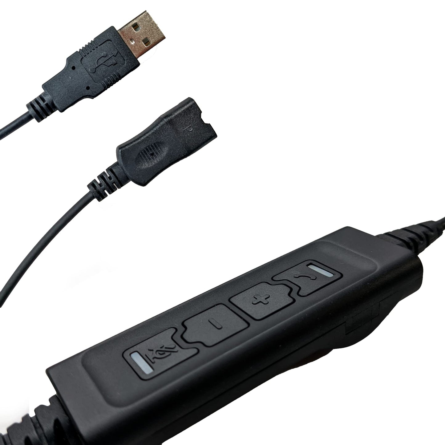 Headset USB Adapter for Laptop, PC - Made for Poly Plantronics Wired Headphones with Mic and Quick Disconnect (QD), Volume, Mute Controls at