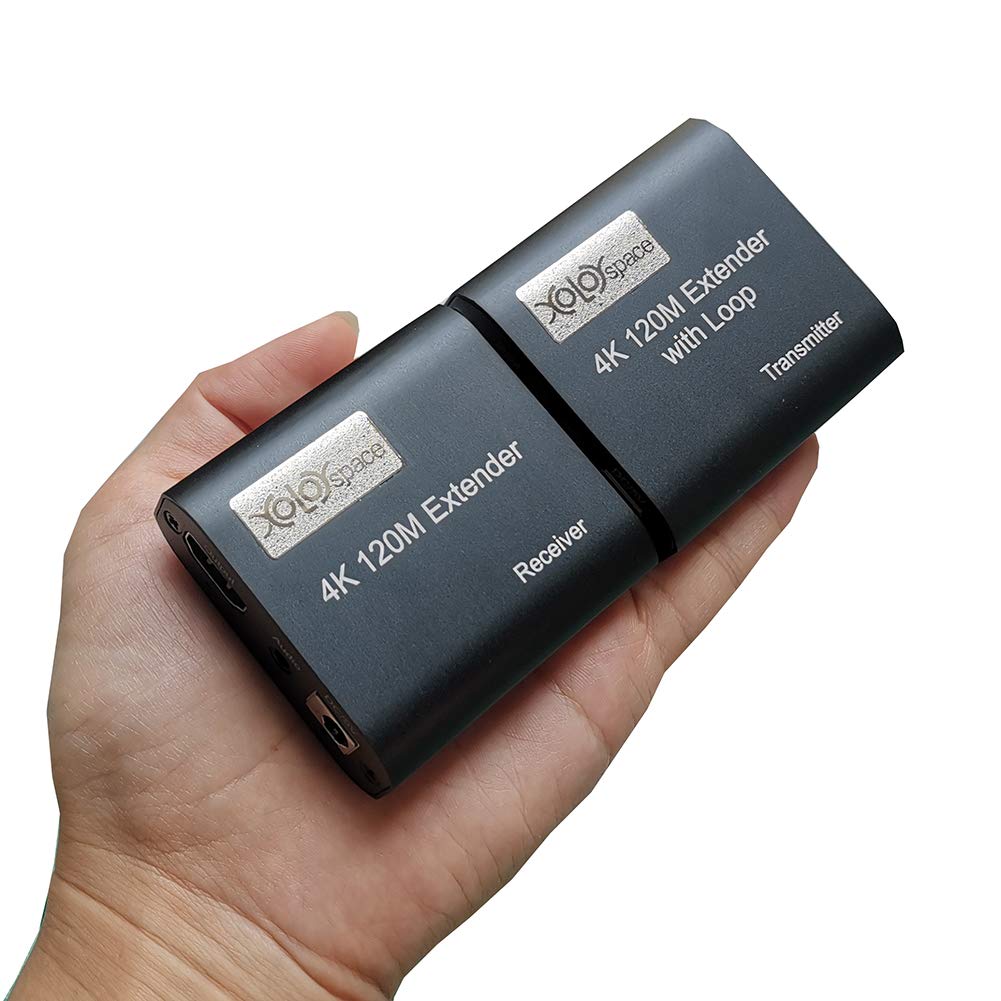 XOLORspace EX120 393ft 4K 30HZ HDMI Extender Over CAT6 with Loop Out/Transparent Transmission with Zero delay and Zero Compression