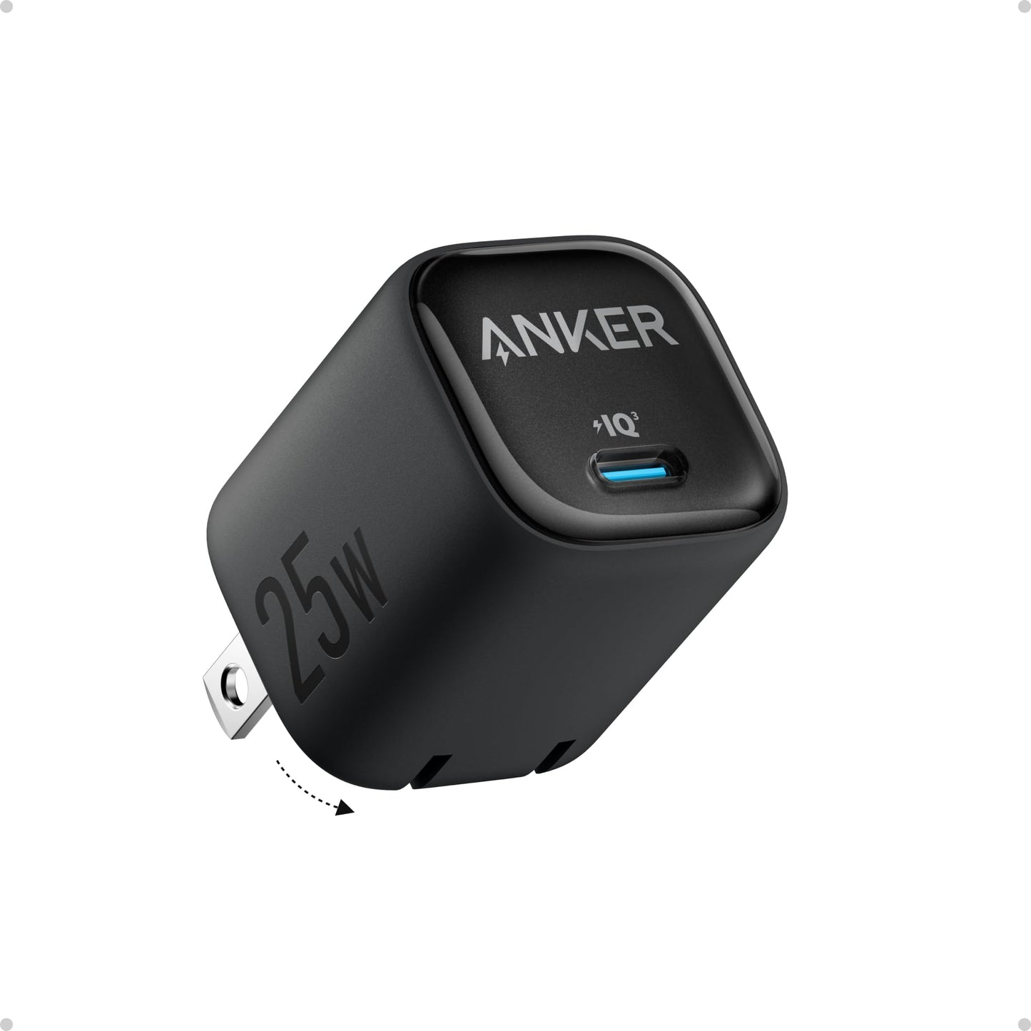 Anker 25W USB C Charger Block, Compact and Foldable Type C Charger, Supports PPS Fast Charging for Galaxy S24/Z Fold/Z Flip/Tab, iPhone 17/16 Series