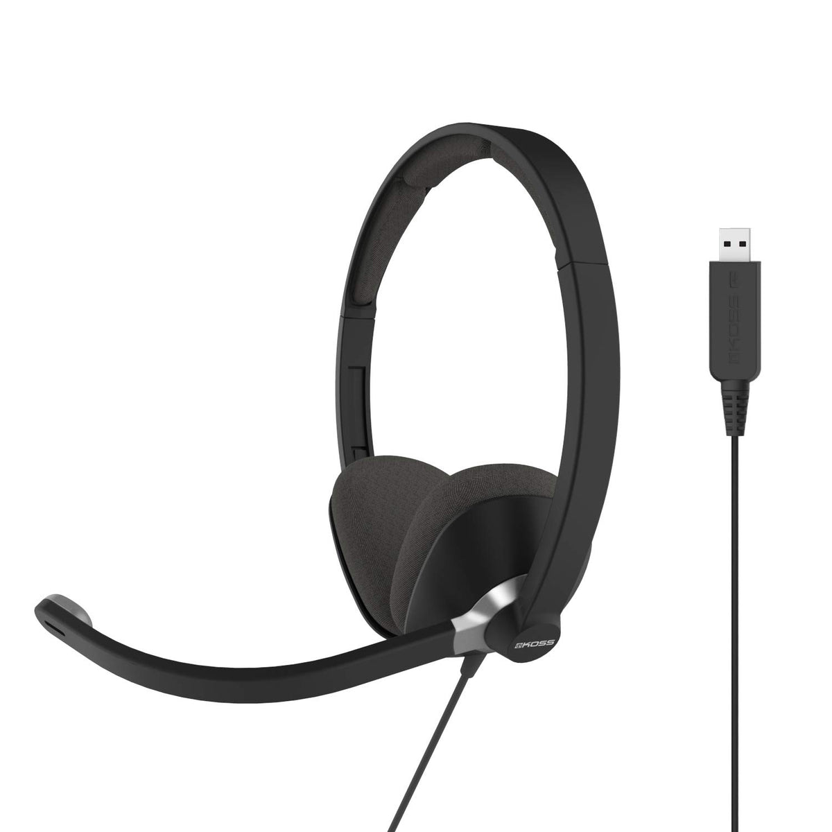 Koss CS300-USB Dual-Sided On-Ear Communication Headset, Black, USB-A Plug