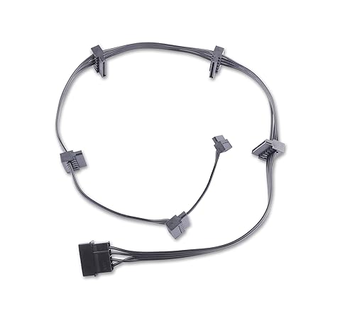 ELFJMZP IDE Molex 4 PIN Male to 6 x SATA 15 PIN Female Expansion Power Cable 27.9in 18AWG Tinned Copper - for PC/NAS/Server Mechanical Hard