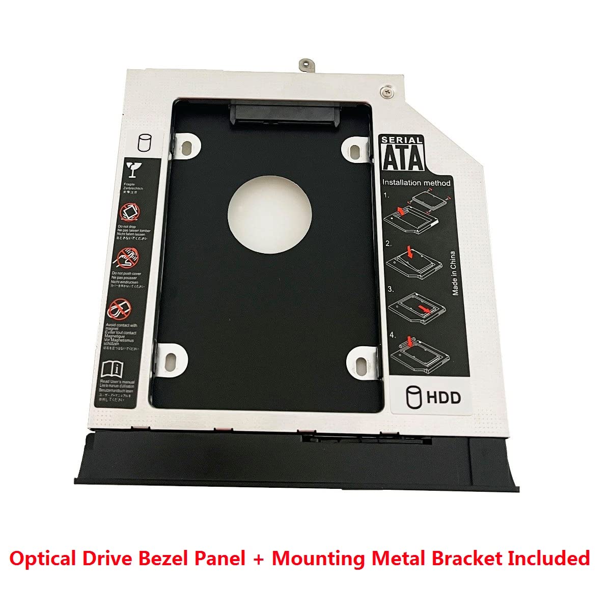 2nd HDD SSD Hard Drive Optical Caddy Frame Tray for Lenovo XiaoXin ideapad 300 with Bezel Front Panel Faceplate Metal Bracket Holder