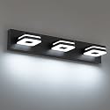 7Degobii Modern LED Bathroom Vanity Light Dimmable Matte Black 3-Light Fixture 18W 24" Wall Light Day Light 5500K 110V AC