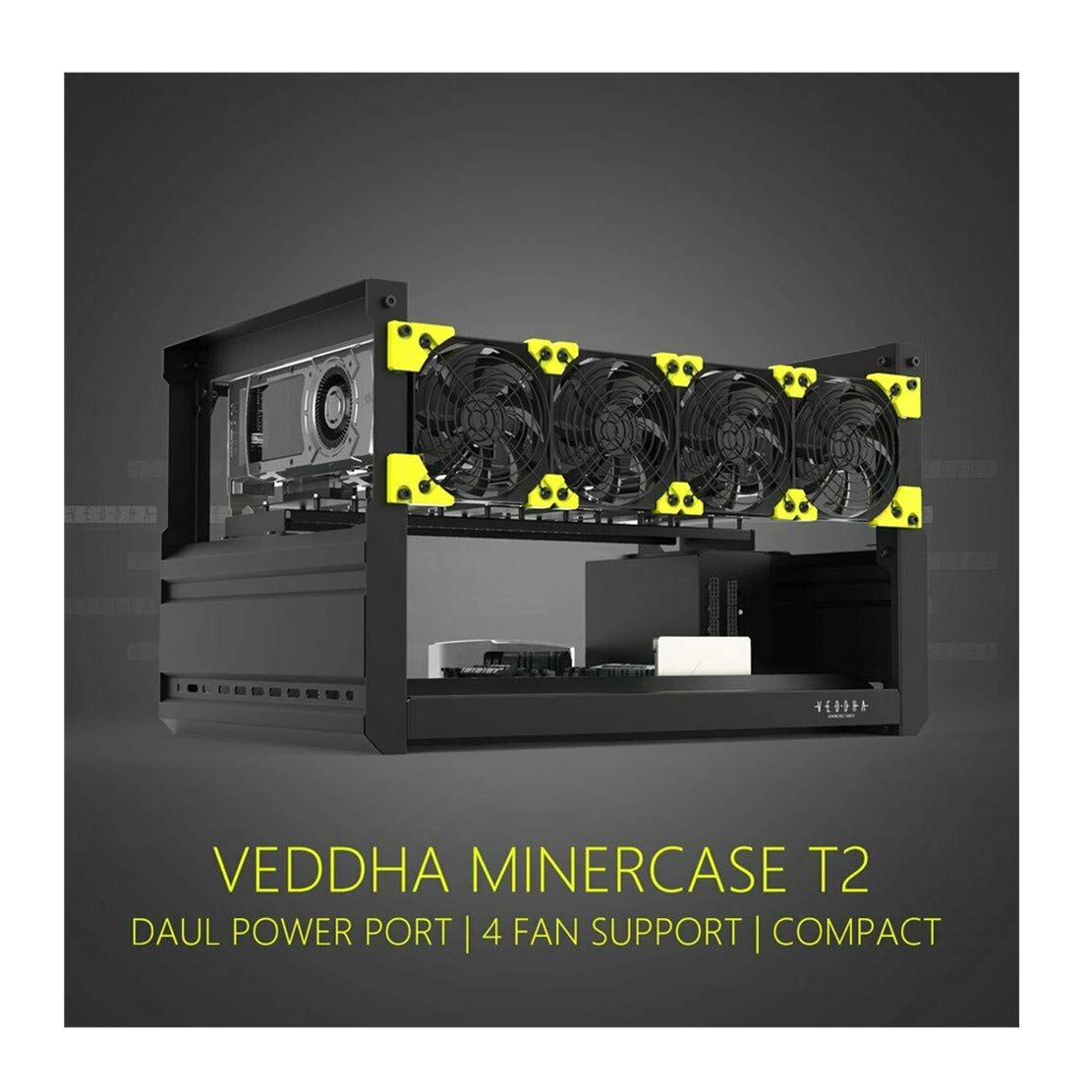 RXFSP 6/8 GPU Aluminum Stackable Open Air Mining Computer Frame Rig Ethereum Veddha (6GPU-T2)