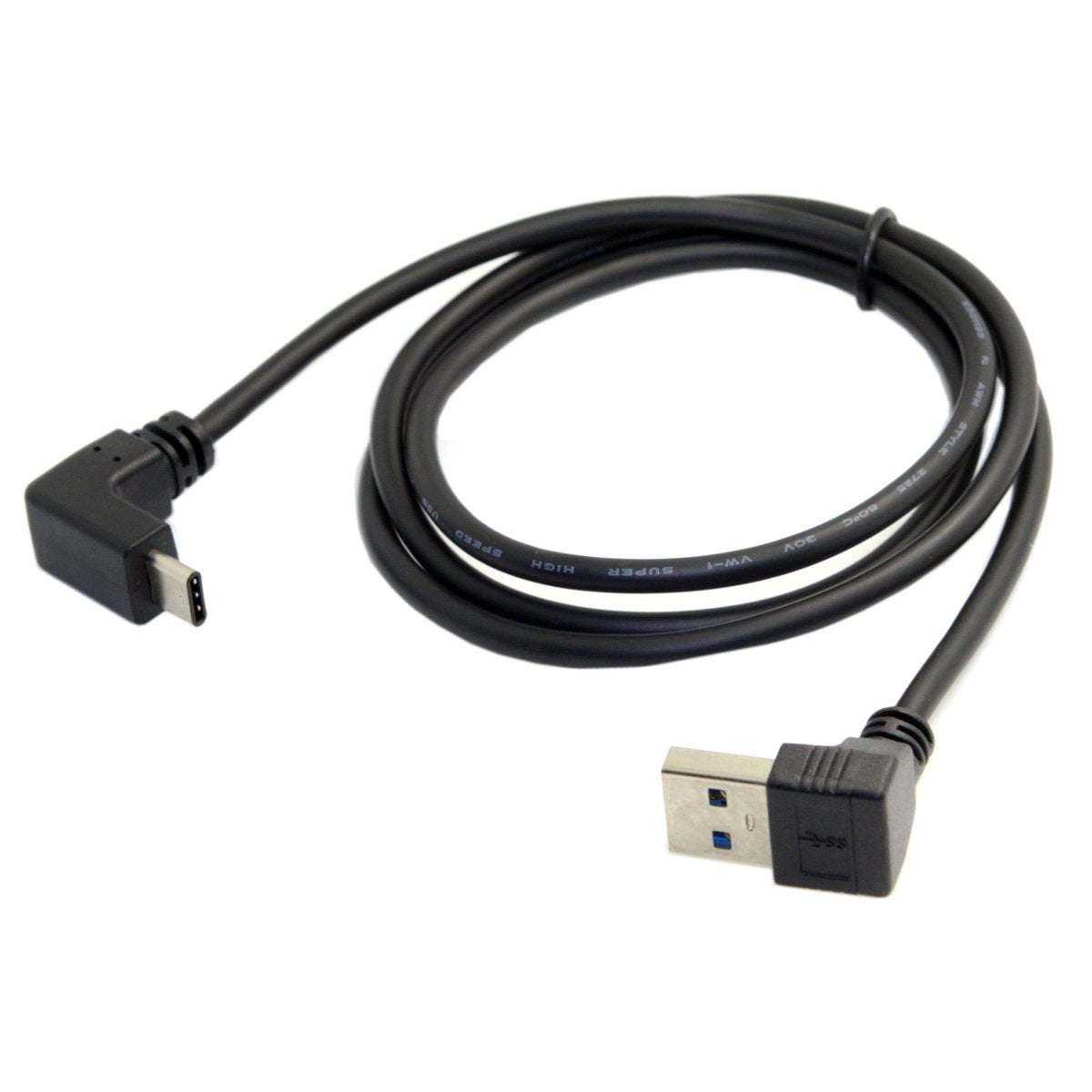 cablecc USB 3.1 USB-C Up Down Angled to 90 Degree Down Angled A Male Data Cable for Tablet Phone (100cm)