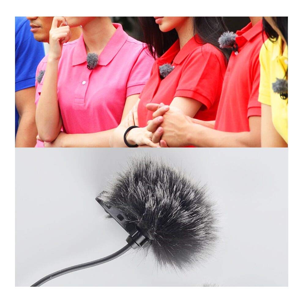 Lavalier Wind Muff 5 Pack Lapel Microphone Wind Muff 0.2/0.4 Inch Furry Lav Windscreen Windproof Wind Screen (0.4inch, Black/White)
