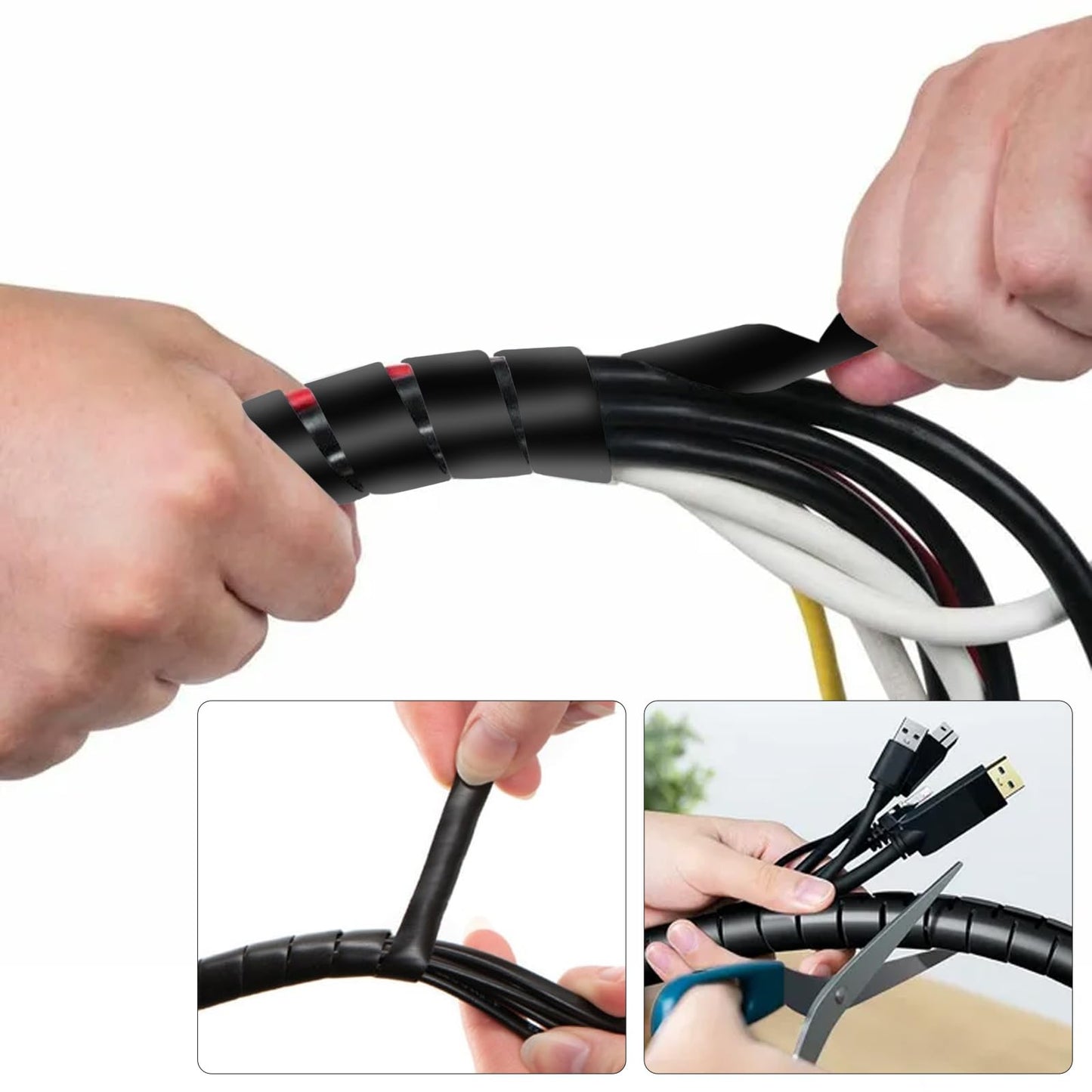 Spiral Cable wrap, 39FT Wire wrap,1/2 inch Spiral Cable Wraps for Cords Covers Bundle Sleeve Hose for Computer, Power,PC, Audio & Video Electrical