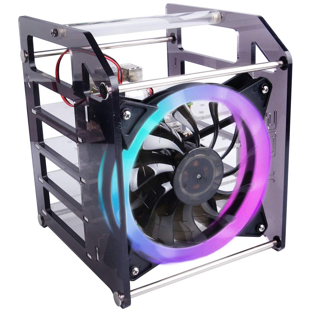 GeeekPi Cluster Case for Raspberry Pi, Pi Rack Case Stackable Case with Cooling Fan 120mm RGB LED 5V Fan for Raspberry Pi 4B/3B+/3B/2B/B+ and Jetson