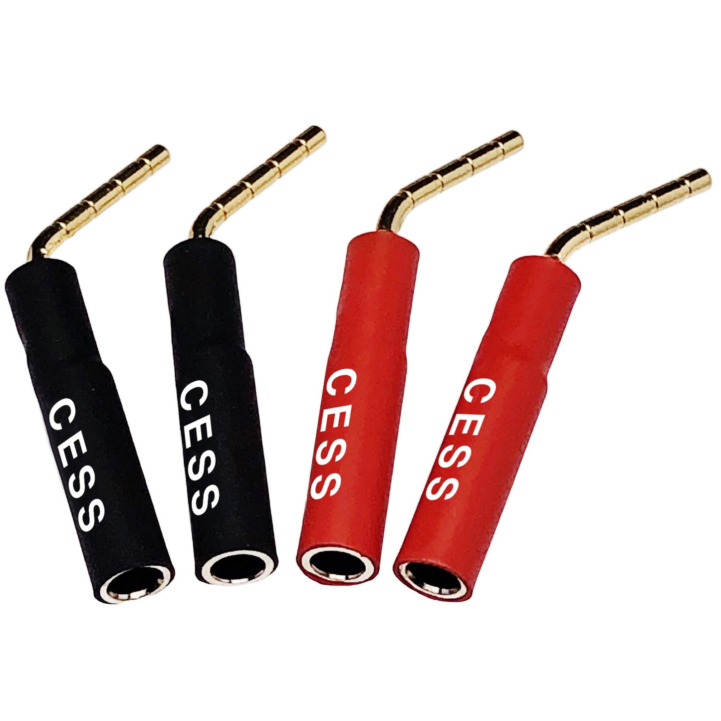 CNCESS 4mm Banana Female Jack to 2mm Bend Pin Banana Plug Adapter, Screw Type Speaker Wire Connector, 4 Pack