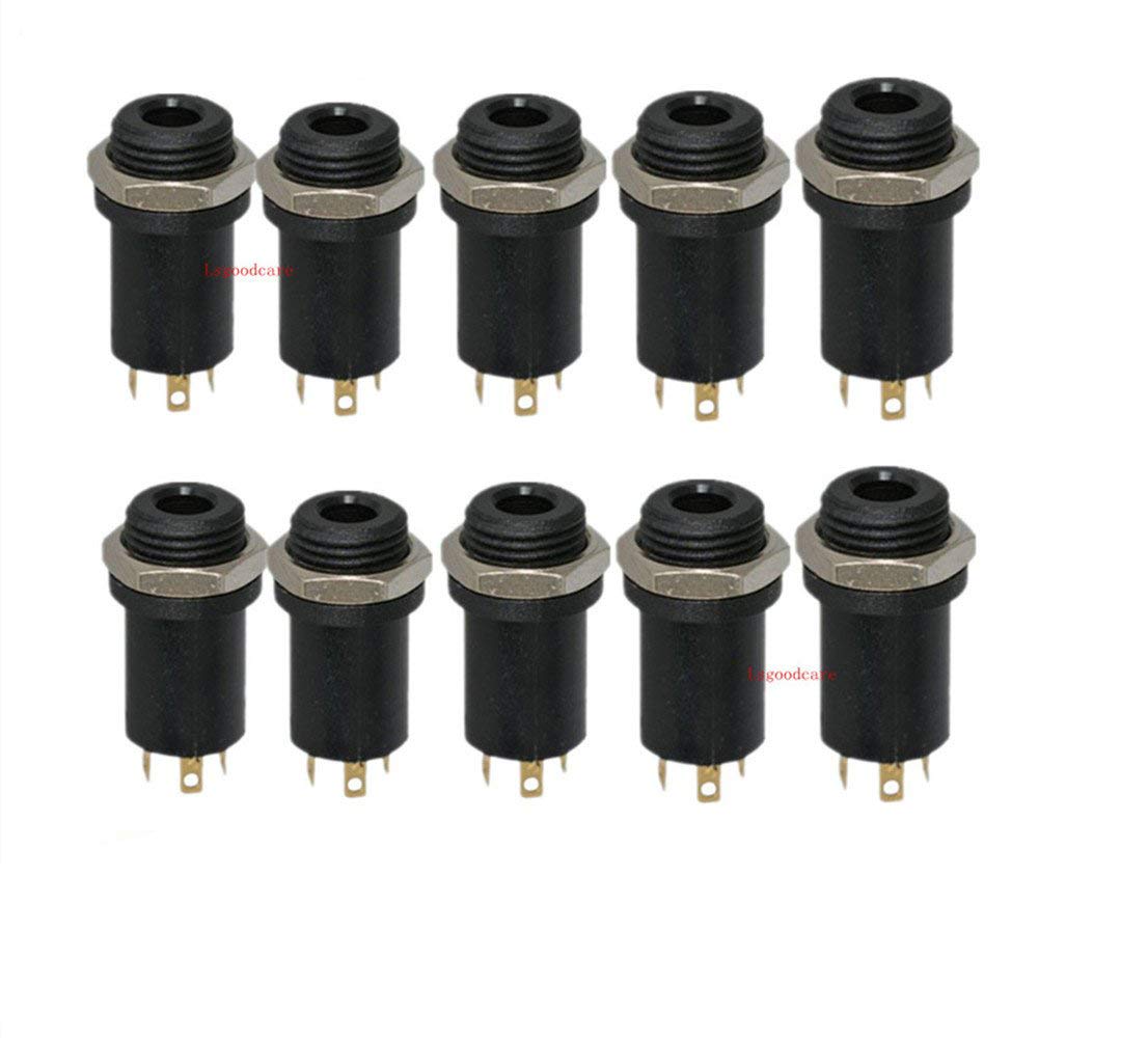 3.5MM Mini Stereo Panel Mount Jack Connector - 3.5MM Headphone Audio Video Female Vertical Jack Socket Plug with Nuts,Full Gold-Plated High