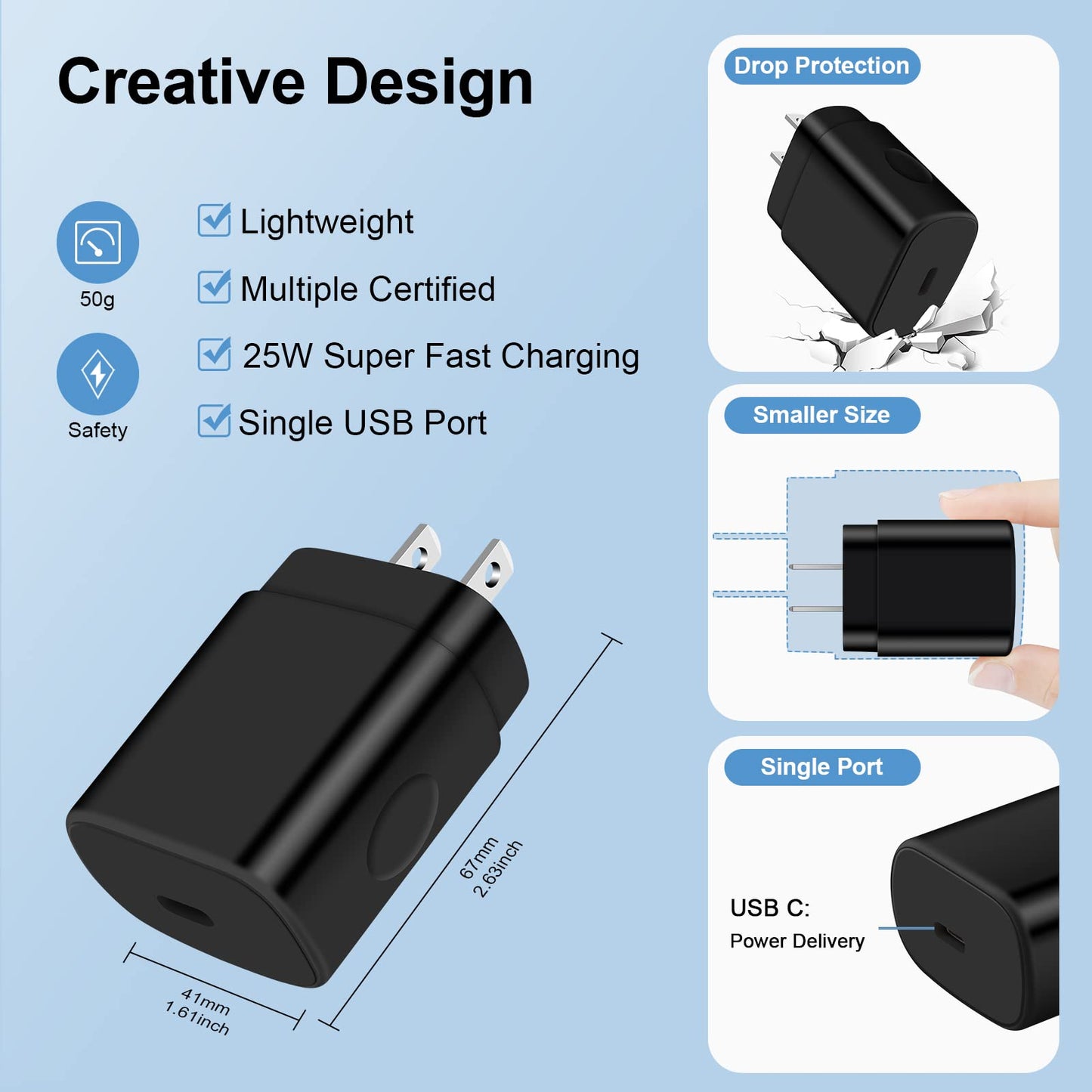 25W Super Fast Type C Charger USB C Charging Block for Samsung Galaxy S26 Ultra S26+ A17 A16 5G S25 FE Z Flip 7 Fold 7 A36 A15 A54 S24 FE S23 S22 S21