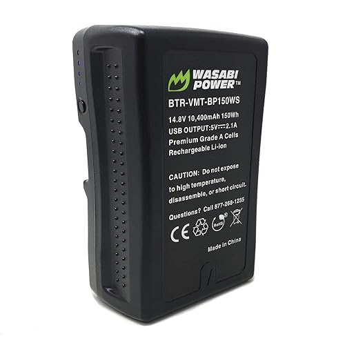 Wasabi Power V Mount/V Lock Battery (150Wh, 14.8V, 10400mAh) Rechargeable Li-ion Battery for Broadcast Video Camcorder, Compatible with Sony HDCAM