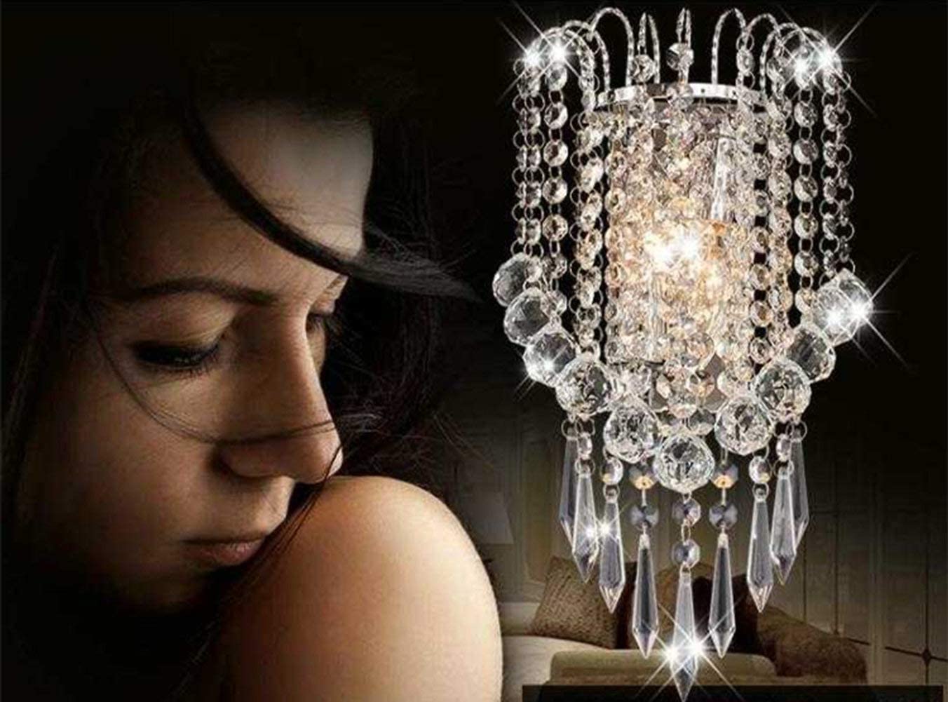 XIHOME Crystal Wall Light with Crystal Balls Drops Decorative Chrome Modern Besides Wall Lamp Sconce E12*2 Lights for Home Sitting Bedroom Corridor