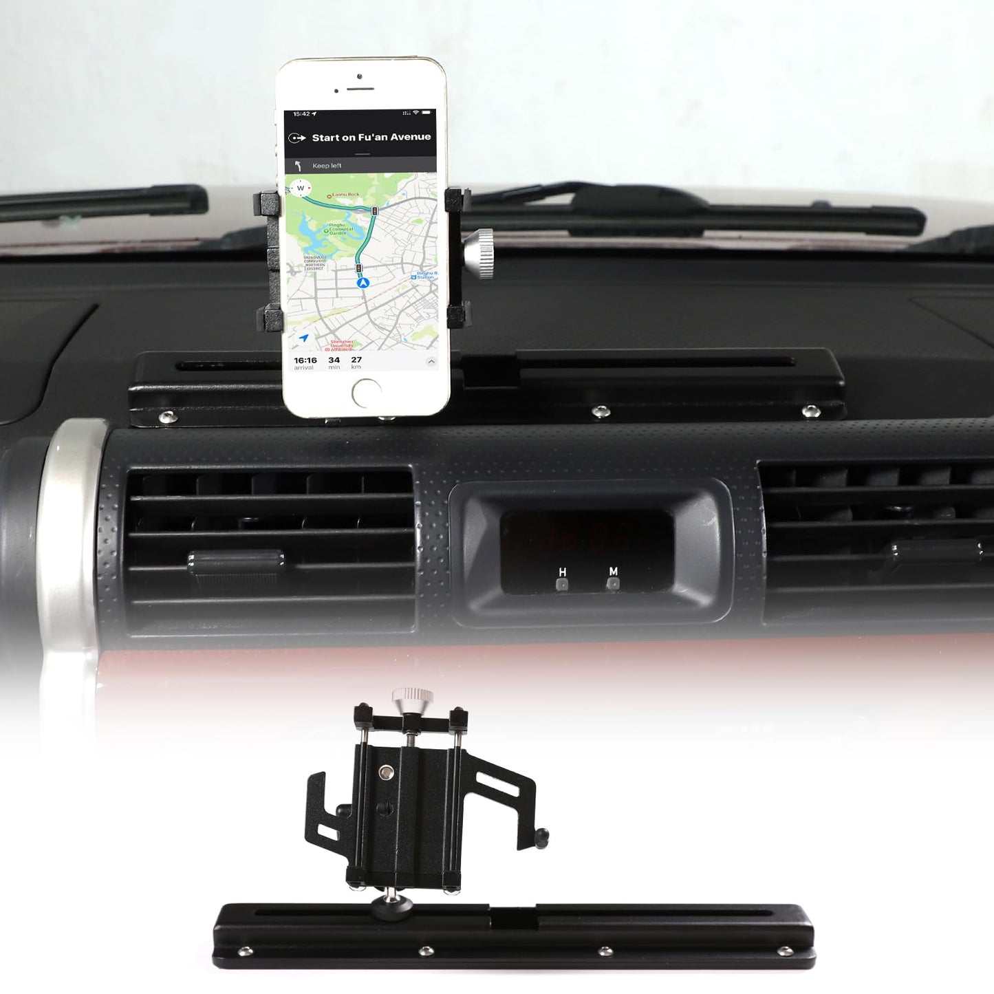 LLKUANG Car Instrument Panel Track Mobile Phone Holder Trim for Toyota FJ Cruiser 2007-2021 Central Control Air Vent Multifunctional Mobile Phone