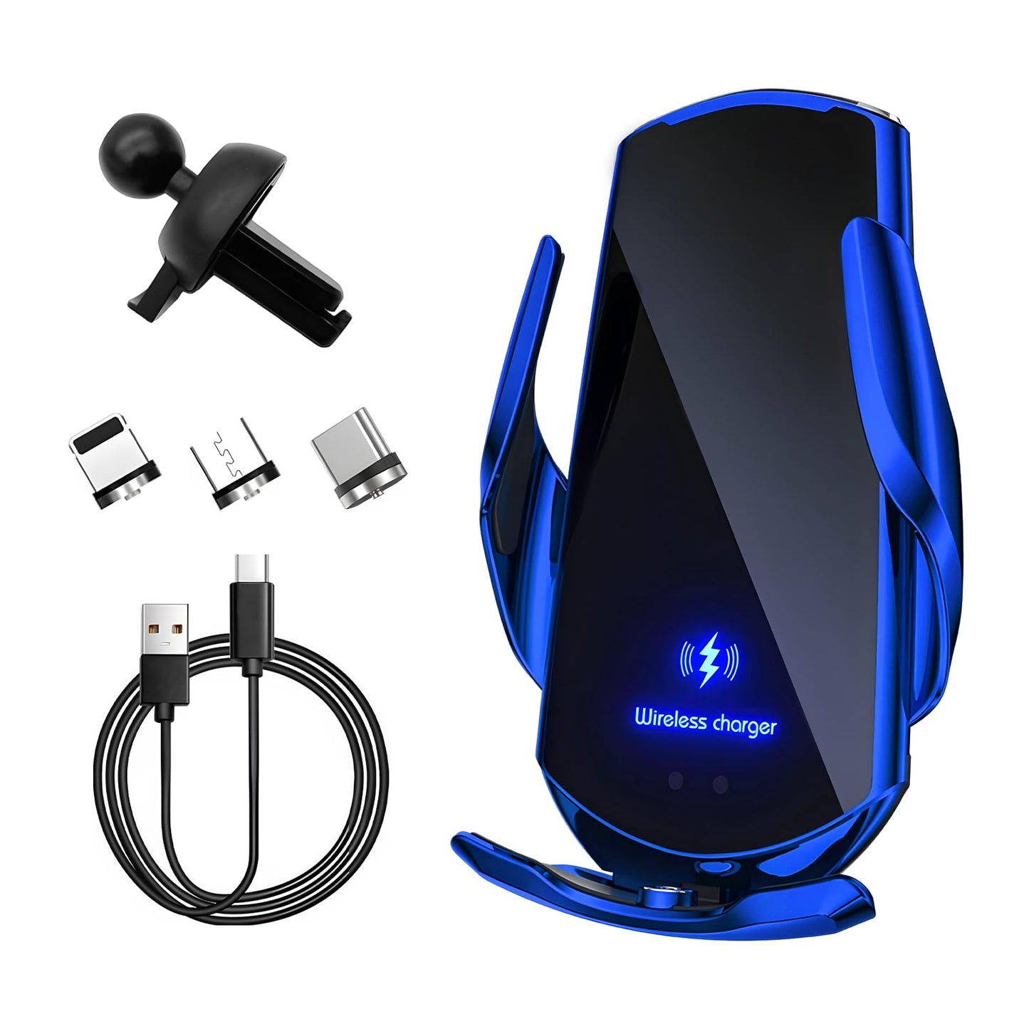 Rdxcv Wireless Car Charger, 15W Fast Charging Mount Electric Induction Car Phone Holder, Universal Auto-Clamping Magnetic Charger Air Vent Mount