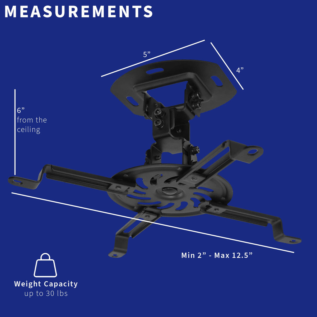 VIVO Black Adjustable Ceiling Projector Mount, MOUNT-VP01B